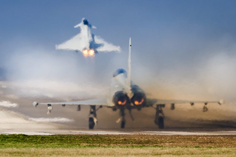 RAF Eurofighter 'Typhoon's' depart RAF Marham