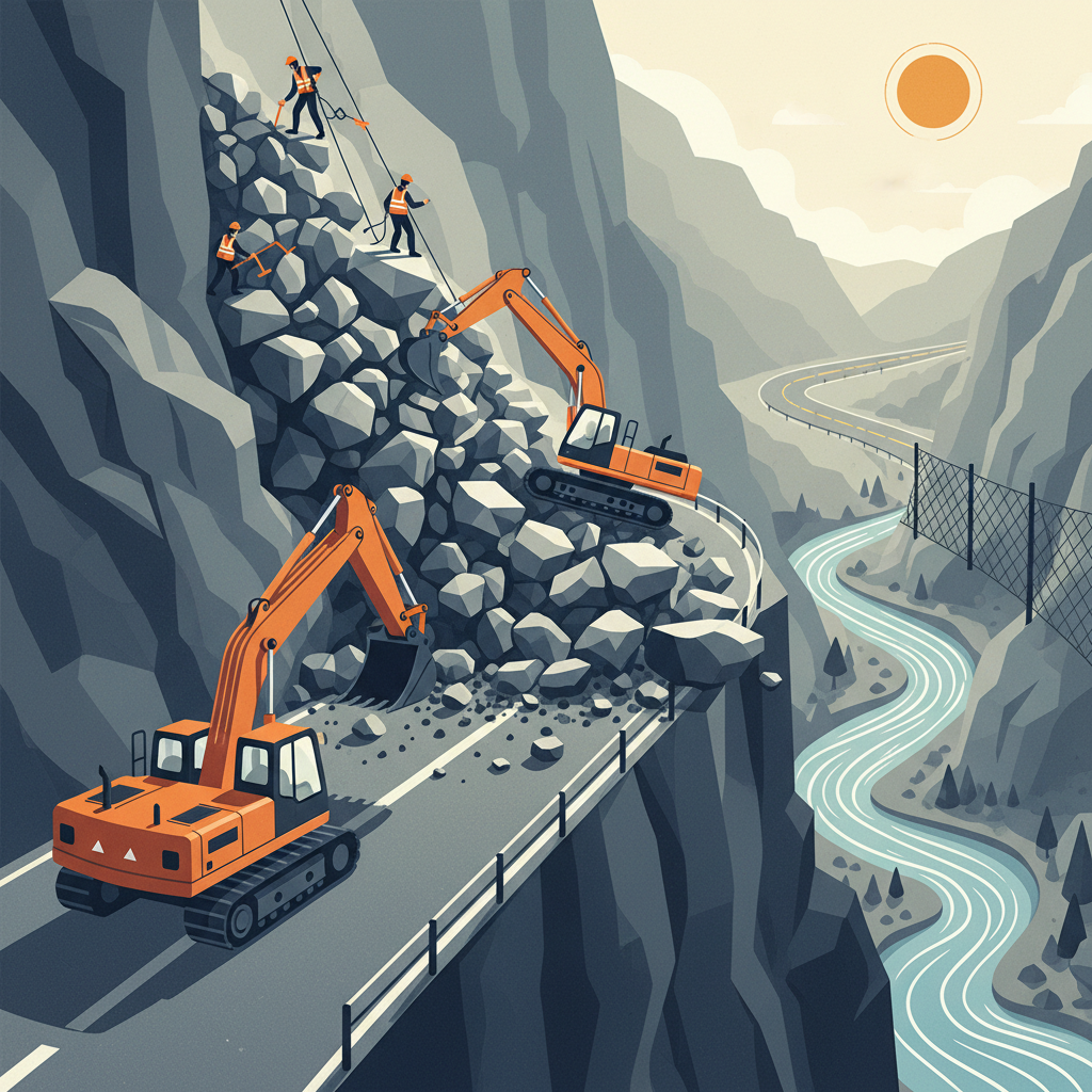 Works on Olt Valley road after rock fall tragedy